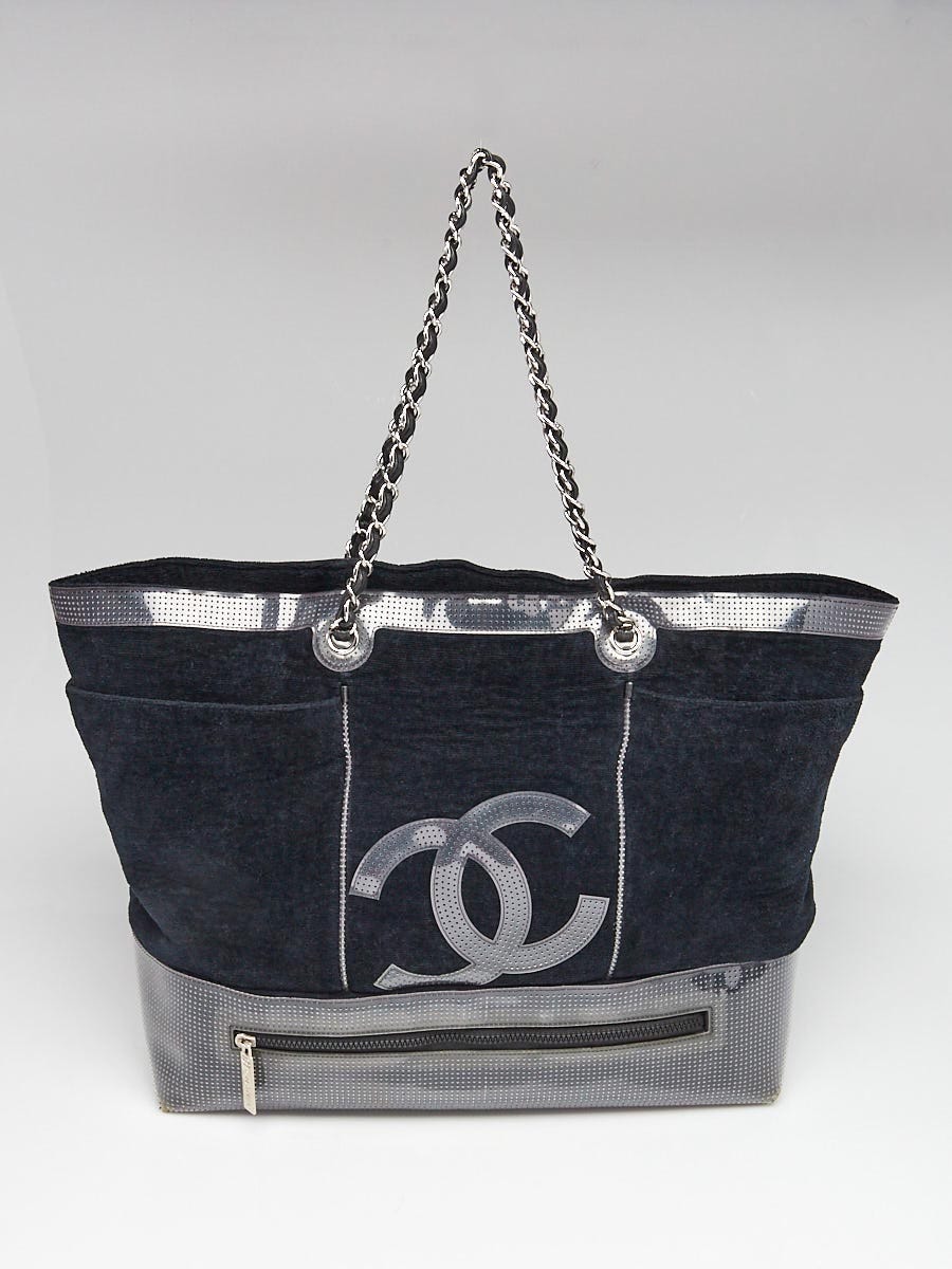 Chanel Black Terry Cloth CC Extra Large Tote Bag - Yoogi's Closet