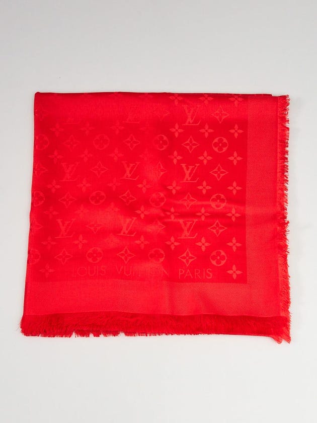 Louis Vuitton Corail Monogram Silk/Wool Shawl Scarf
