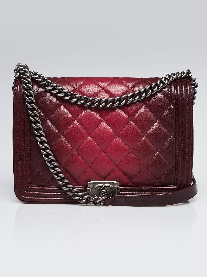 Chanel Oxblood Ombre Quilted Glazed Leather Large Boy Bag Yoogi s Closet