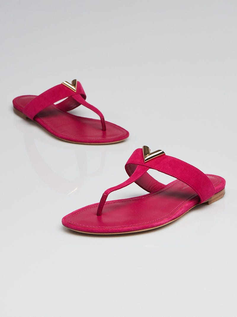 Louis Vuitton Pink Suede Bahina Thong Sandals Size 5.5/36