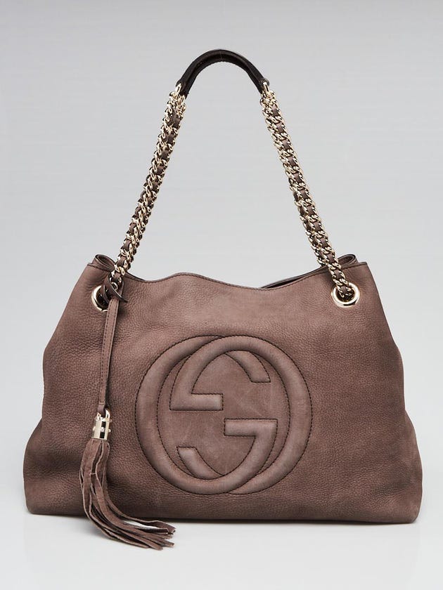 Gucci Grey Nubuck Leather Soho Chain Tote Bag