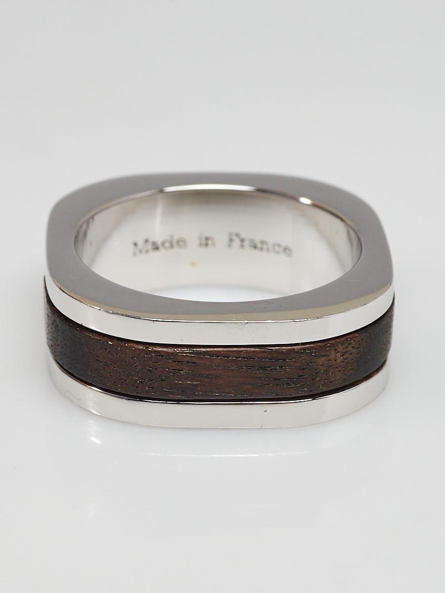 Louis Vuitton Sterling Silver Wooden Inlay Men's Ring Size 10 - Yoogi's  Closet