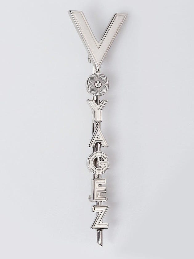Louis Vuitton Silvertone Metal Voyagez Brooch
