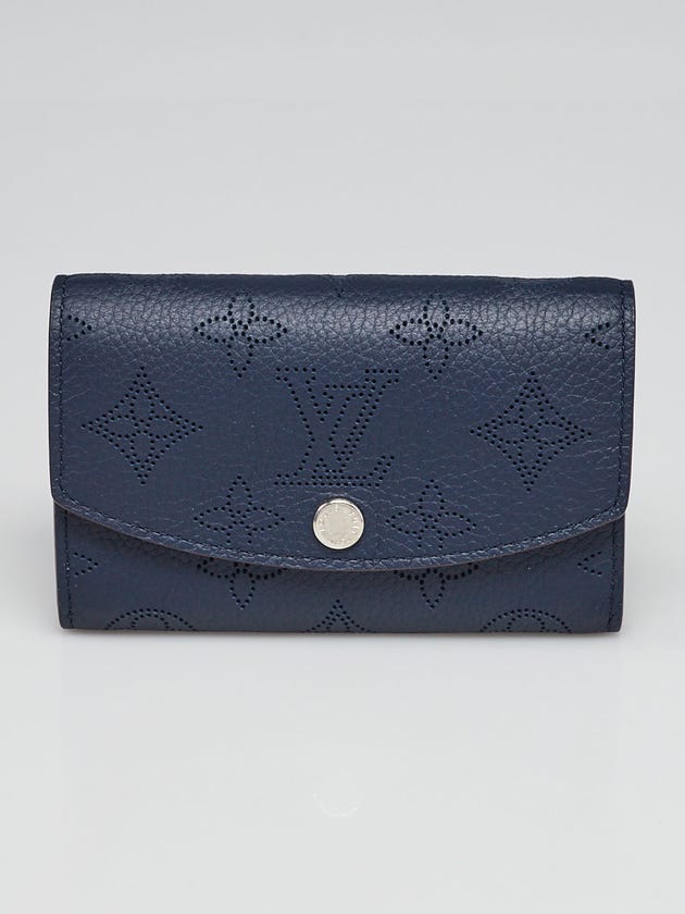 Louis Vuitton Blue Marine Monogram Mahina Leather Anae Wallet