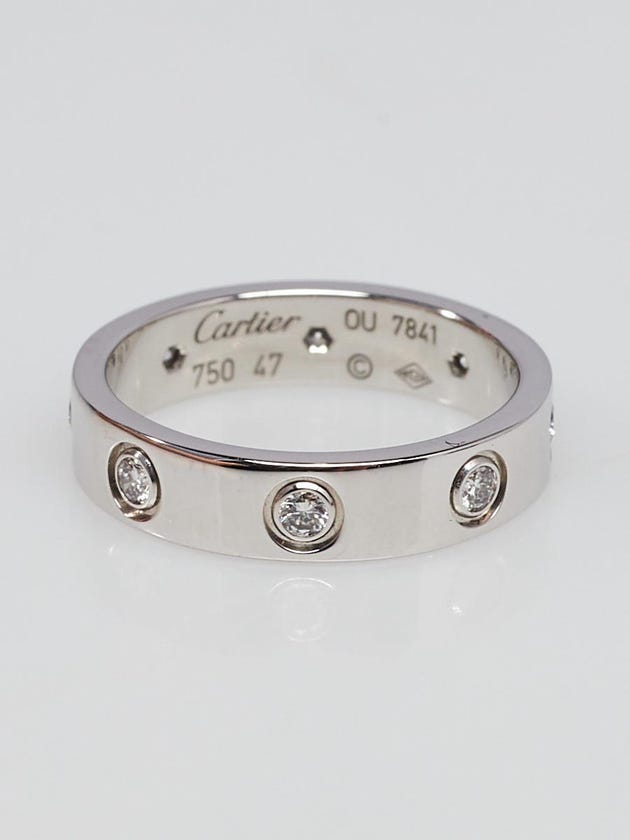 Cartier 18k White Gold and 8 Diamond LOVE Ring Size 47/4