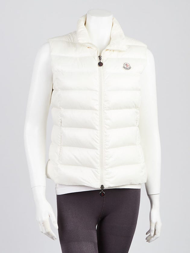 Moncler White Quilted Nylon Down Vest Size 1