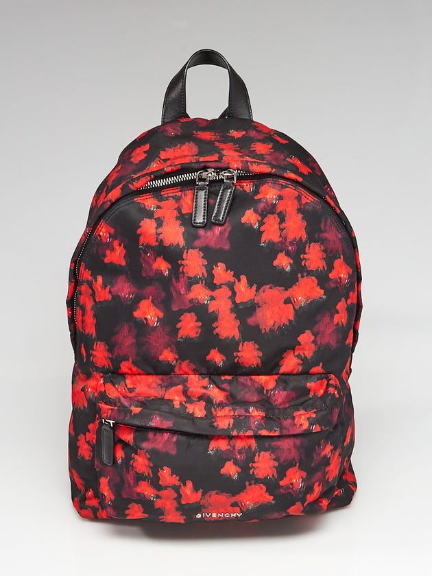 Givenchy Black/Red Floral Print Nylon Backpack Bag