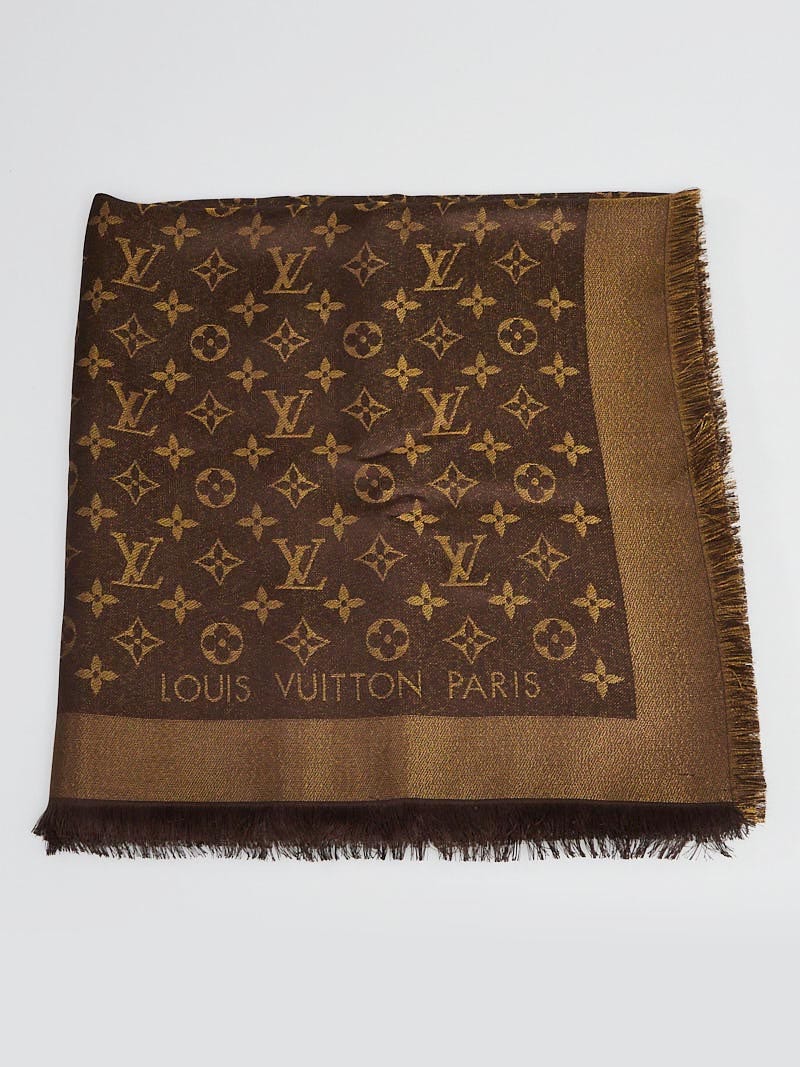 Louis Vuitton Brown Monogram Silk and Wool Shine Shawl Louis Vuitton