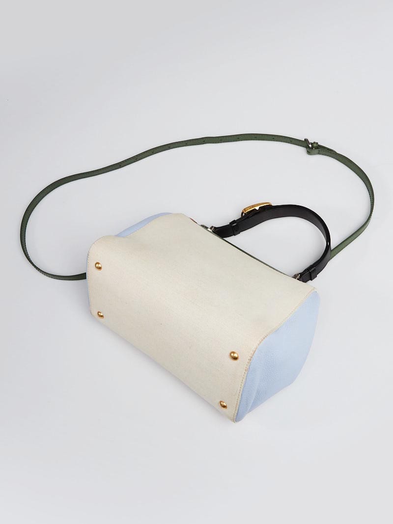 Fendi Green/Blue Multicolor Leather and Canvas Colorbock Silvana