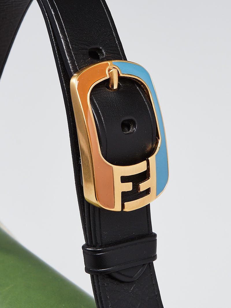 Fendi Green/Blue Multicolor Leather and Canvas Colorbock Silvana