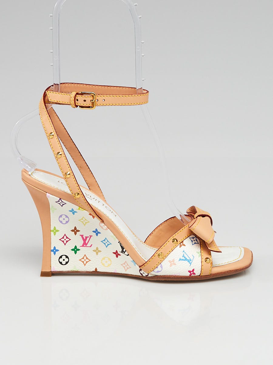 Louis Vuitton White Monogram Multicolore Ankle Wrap Bow