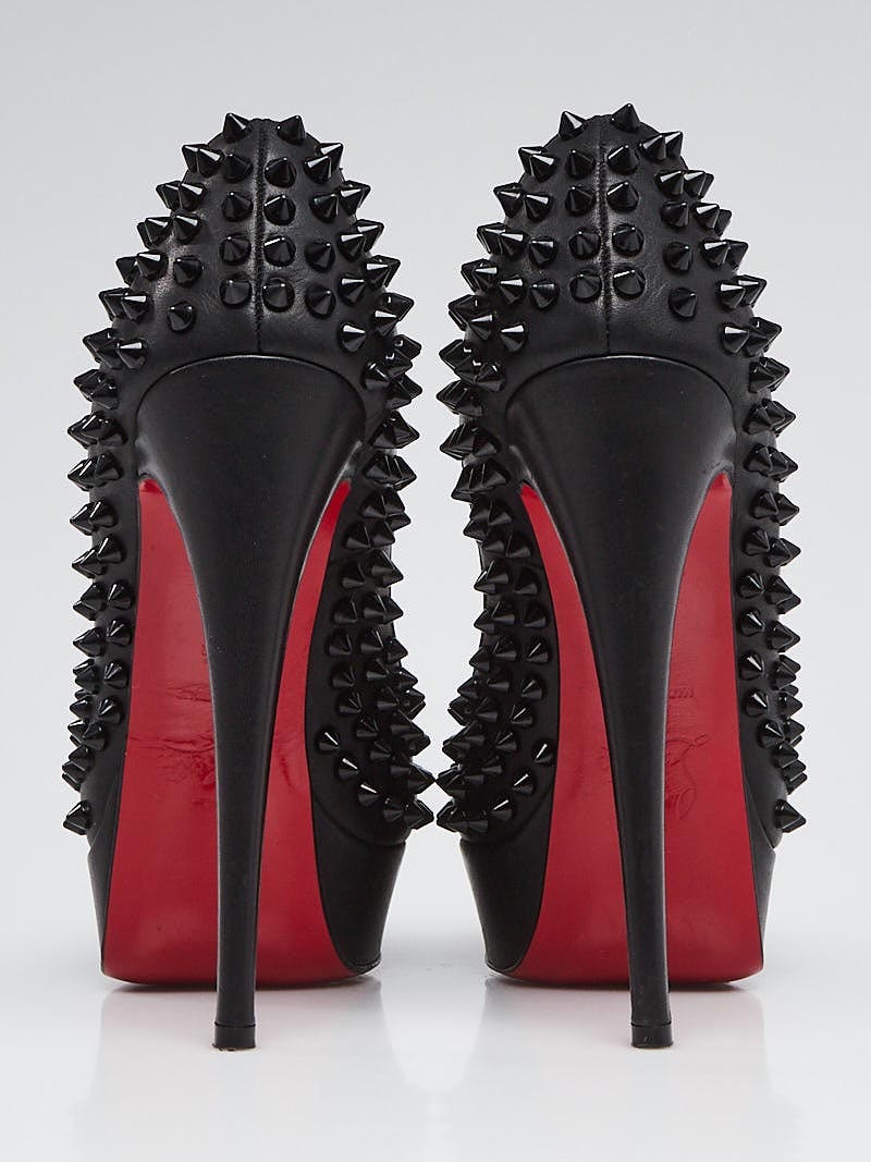 Christian Louboutin Black Lady Peep Spikes Pumps