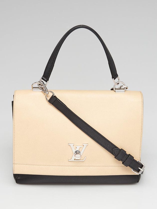 Louis Vuitton Beige/Black Calfskin Leather Lockme II Bag