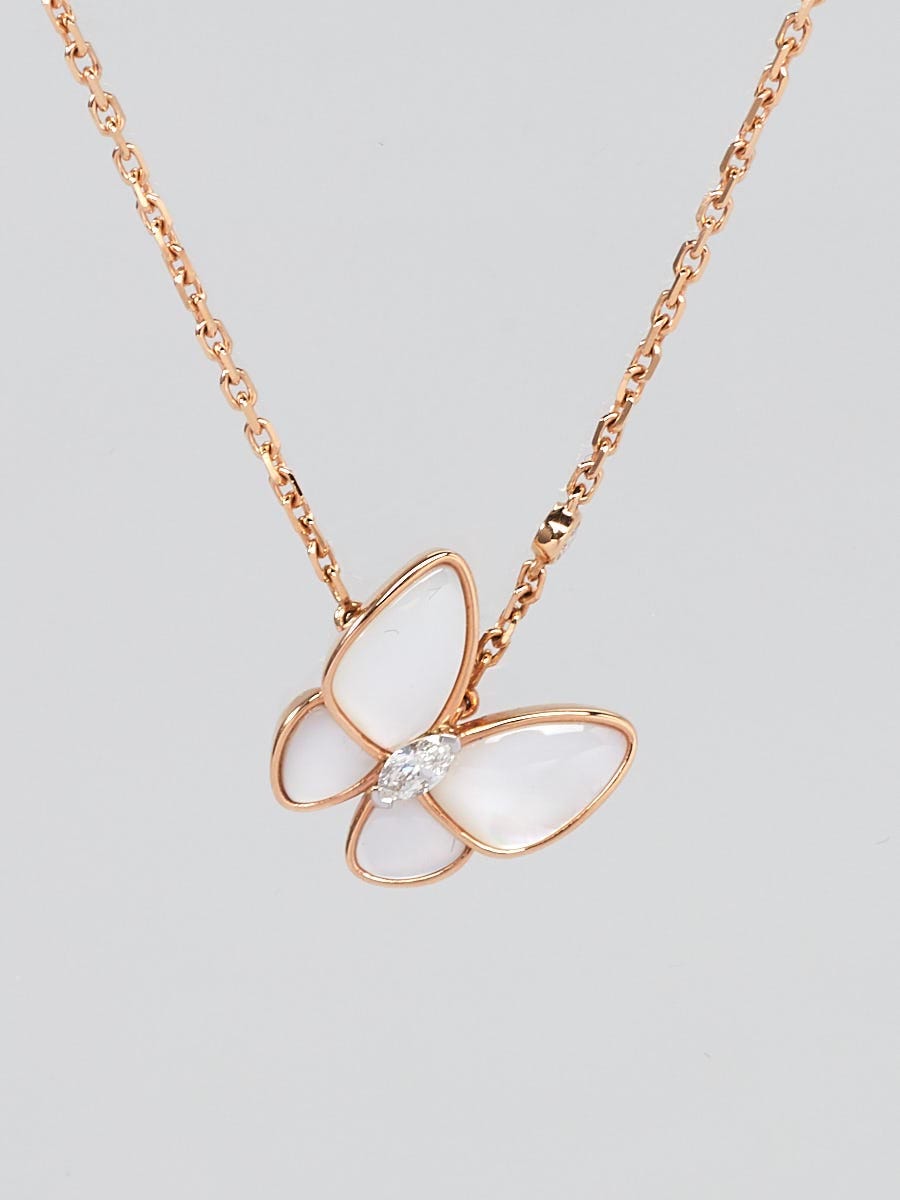 Van cleef mother of pearl butterfly necklace deals