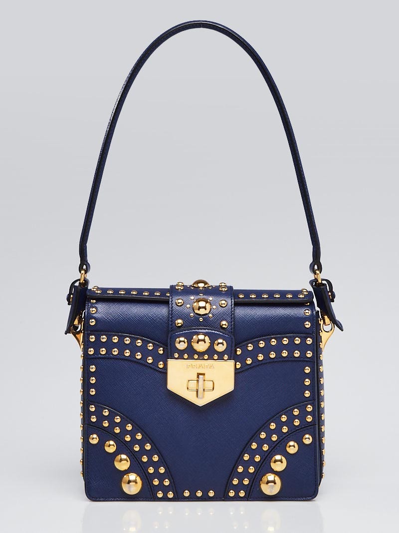 Prada Blue Saffiano Leather Top Handle Bag