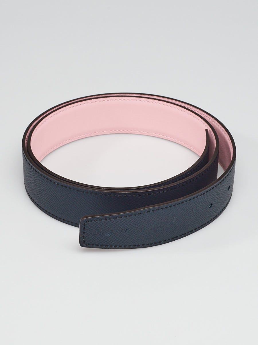 Hermes 32mm Rose Sakura Swift/Blue Obscur Epsom Leather Belt  display picture 1