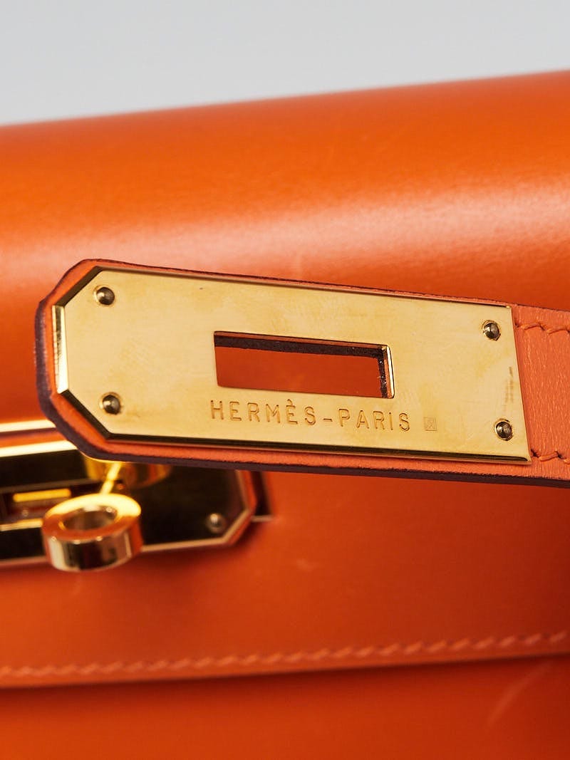 Hermes Kelly Bag Ostrich Leather Gold Hardware In Orange