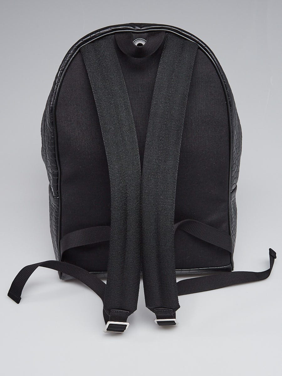 Yves Saint Laurent Black Crocodile Embossed Leather City Backpack