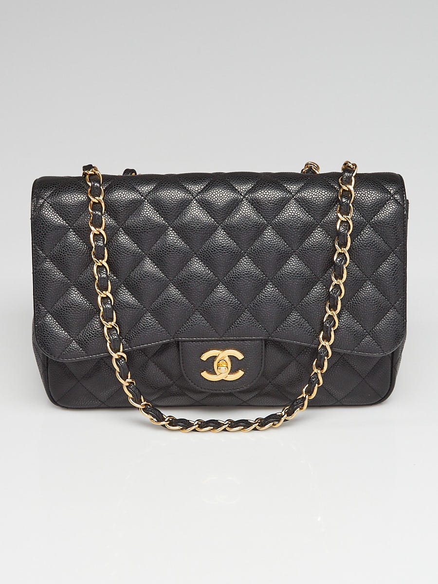 Chanel caviar quilted 2025 jumbo single flap black