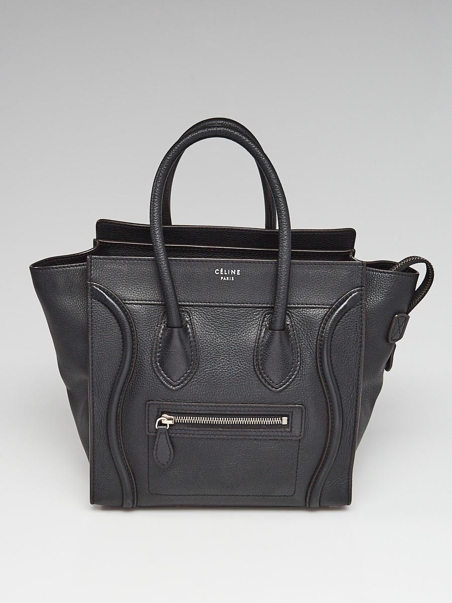 Celine Black Drummed Leather Micro Luggage Tote Bag | Yoogi's Closet