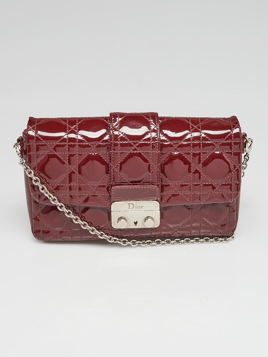 Christian Dior Burgundy Cannage Quilted Patent Leather New Lock