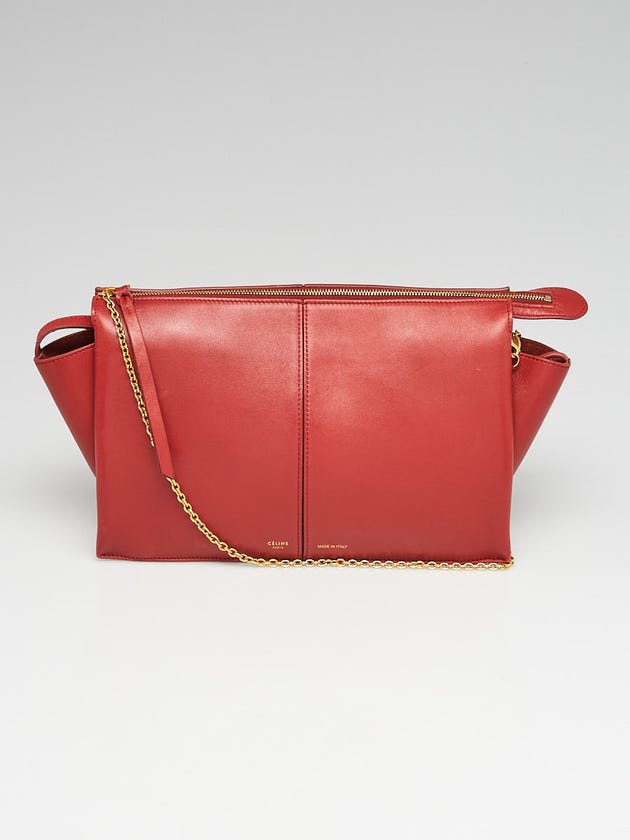 Celine Dark Claycourt Smooth Leather Trifold Clutch Bag