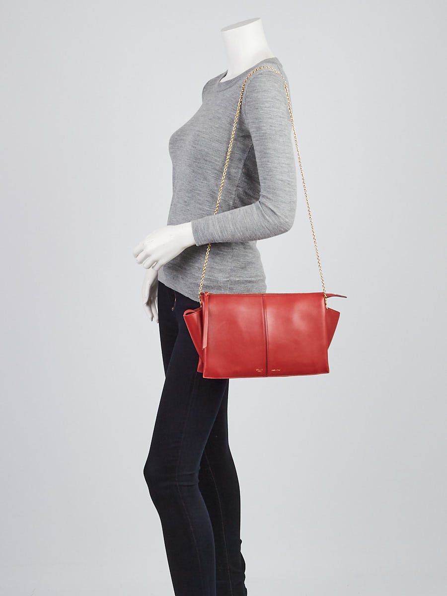 Celine Dark Claycourt Smooth Leather Trifold Clutch Bag - Yoogi's Closet