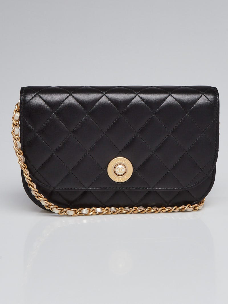 Chanel Black/Gold Quilted Leather Wallet-On-Chain Clutch Bag