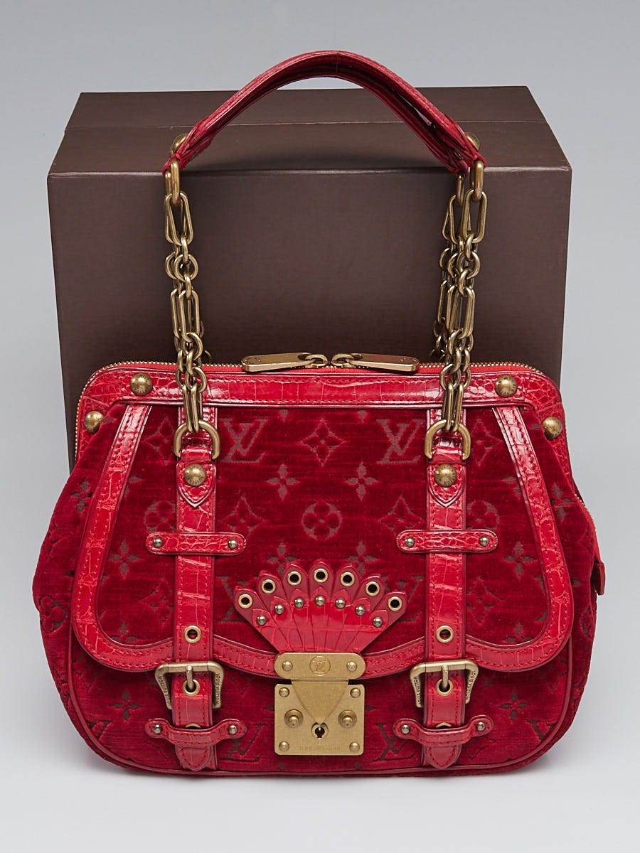 Louis Vuitton Limited Edition Red Monogram Velours Alligator