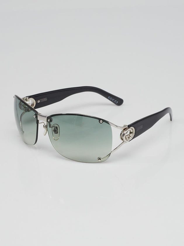 Gucci Silvertone Metal Frame Gradient Tint Crystal GG Sunglasses-2820