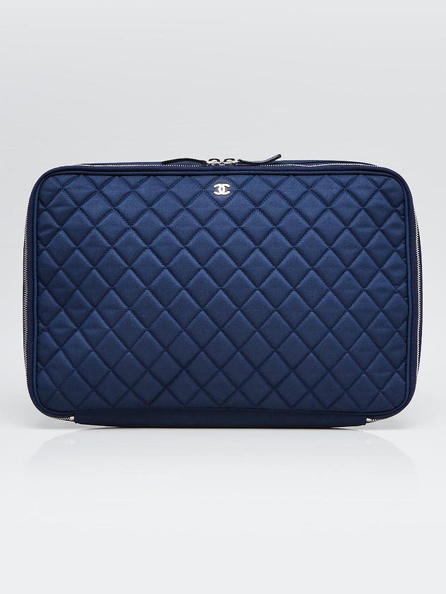 Chanel Blue Quilted Nylon Laptop Case