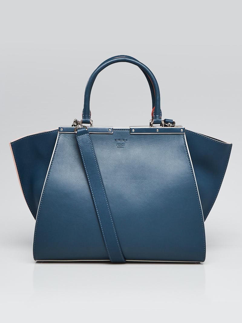 Fendi Blue Vitello Elite Leather 3Jours Tote Bag 8BH279 | Yoogi's