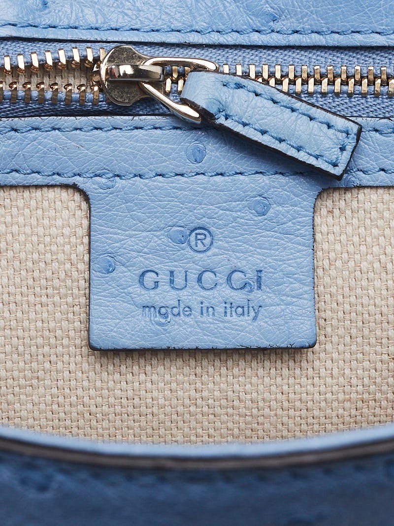 Gucci Light Blue Ostrich Soho Chain Flap Shoulder Bag