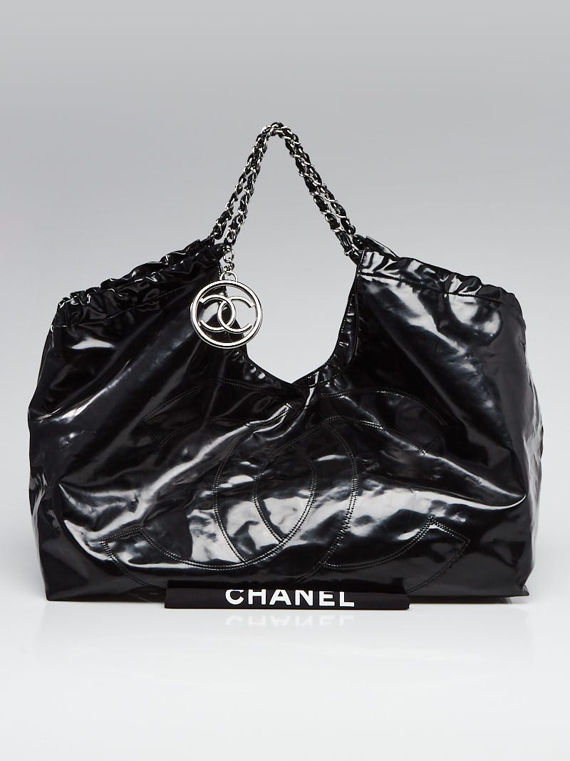 Chanel Black Patent Vinyl Coco Cabas XL Bag - Yoogi's Closet