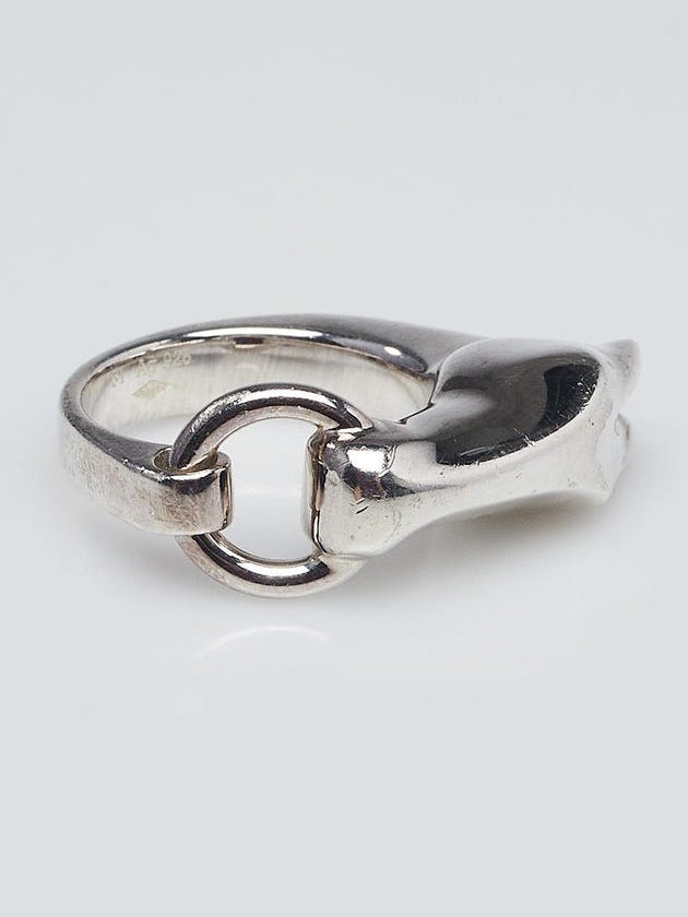 Hermes Sterling Silver Small Galop Ring Size 6/51