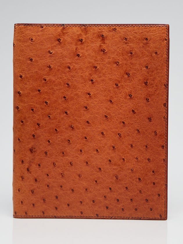 Hermes Brown Ostrich Agenda/Notebook Cover