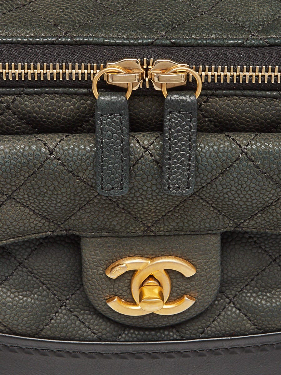 Chanel Black Quilted Matte Caviar Leather Globe Trotter Vanity Case Bag -  Yoogi's Closet