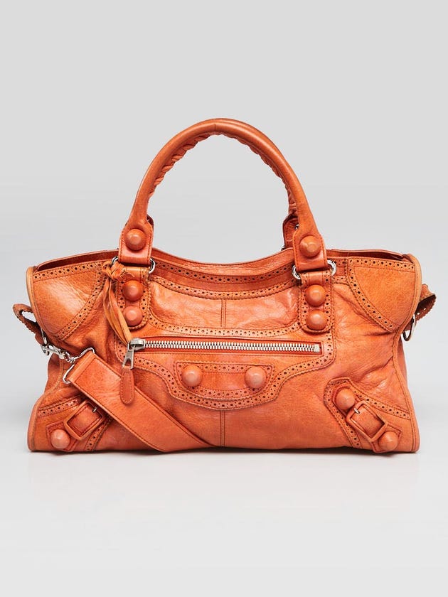 Balenciaga Mandarin Lambskin Leather Giant Brogues Covered 21 Part Time Bag