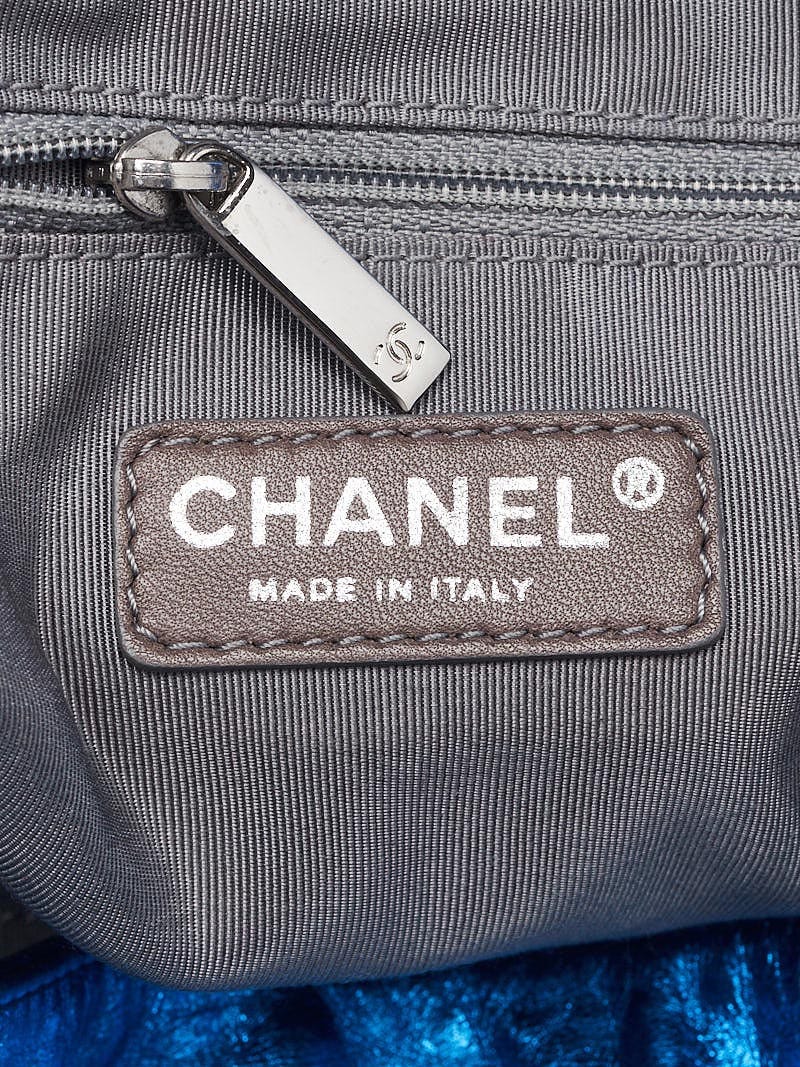 Chanel Bright Blue Cracked Calfskin Leather Small Modern Chain