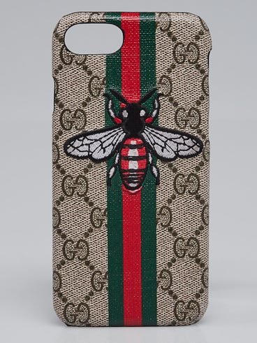 Gucci Beige/Ebony GG Supreme Bee Canvas iPhone 8 Case | Yoogi's Closet Gucci Beige/Ebony GG Supreme Bee Canvas iPhone 8 Case | Yoogi's Closet