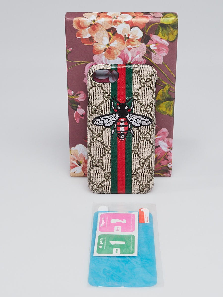 Gucci Beige/Ebony GG Supreme Bee Canvas iPhone 8 Case