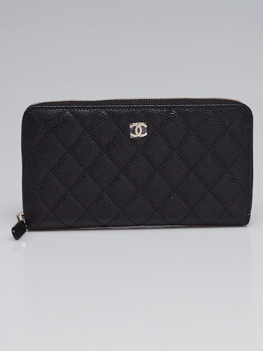 Chanel Black Quilted Caviar Leather Zip Organizer Wallet - Yoogi's