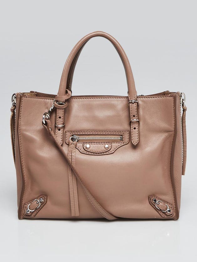 Balenciaga Beige Sable Leather Mini Papier A4 Zip Around Bag