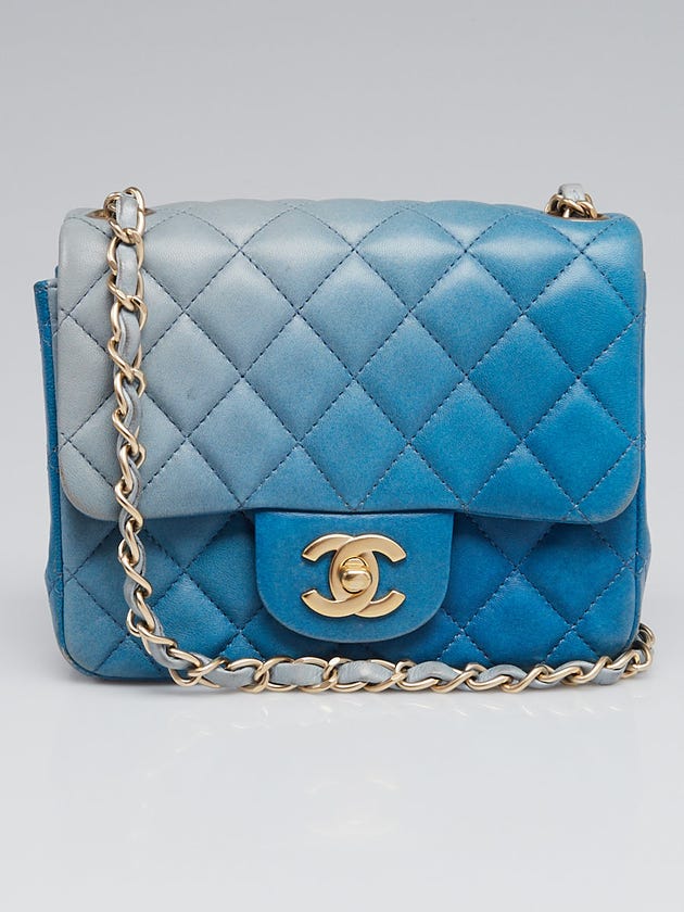 Chanel Limited Edition Blue Degrade Quilted Lambskin Leather Mini Flap Bag