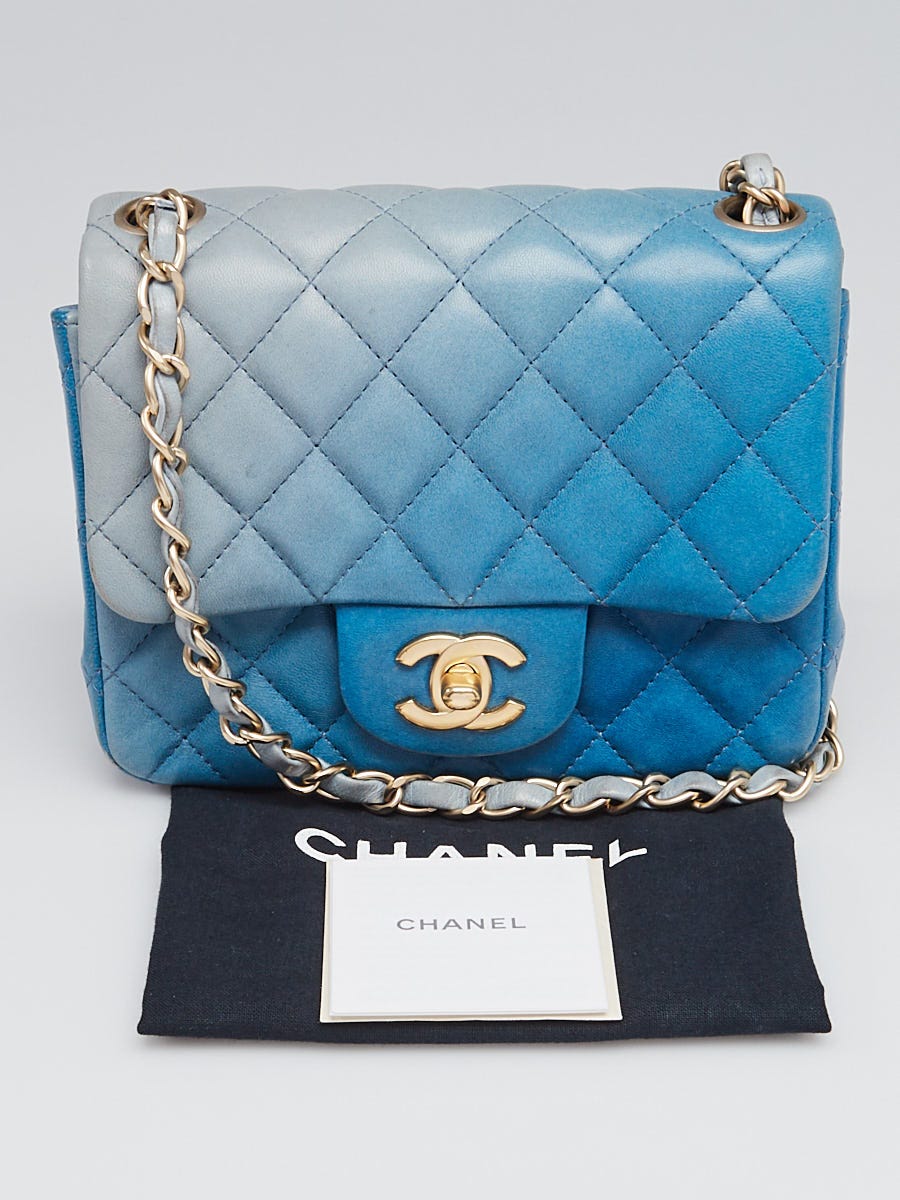 Chanel Limited Edition Blue Degrade Quilted Lambskin Leather Mini Flap Bag  - Yoogi's Closet