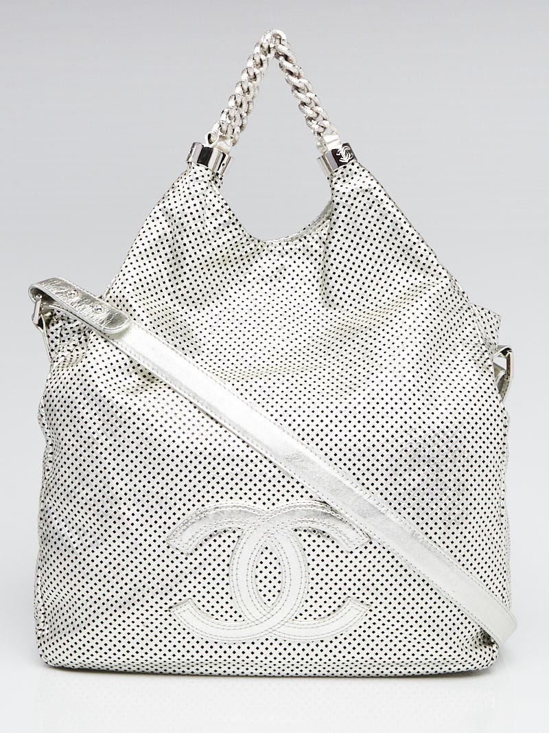 Chanel White Perforated Leather Large Tote Bag - Yoogi's Closet