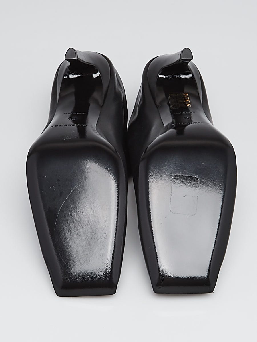 Balenciaga Black Leather Square Toe Foldable Mule Heels Size