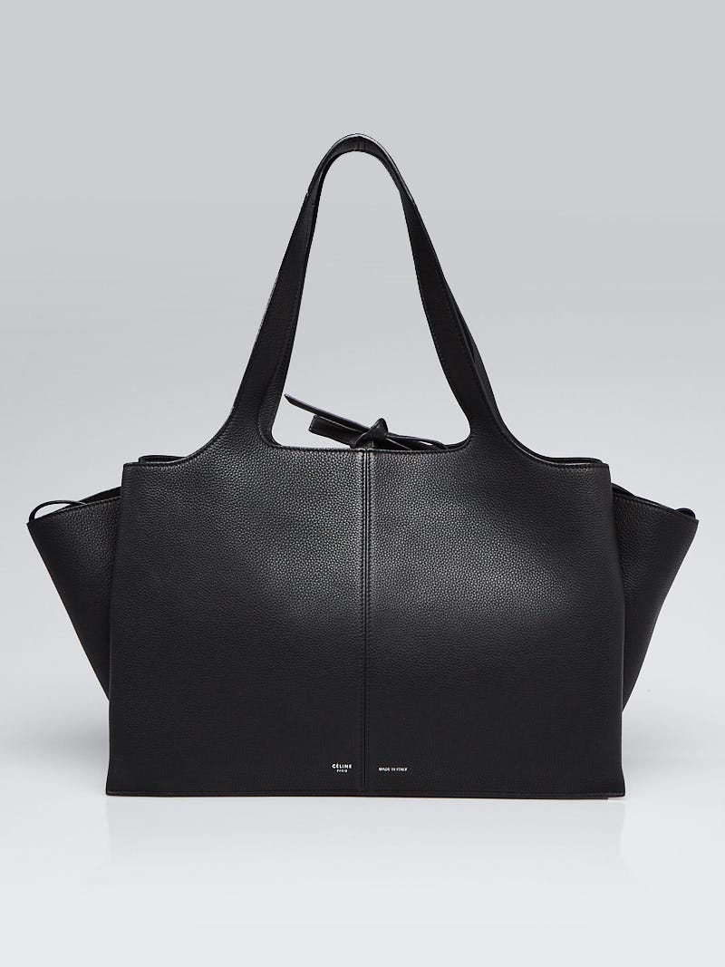 Celine Black Leather Small Trio Crossbody Bag - Yoogi's Closet