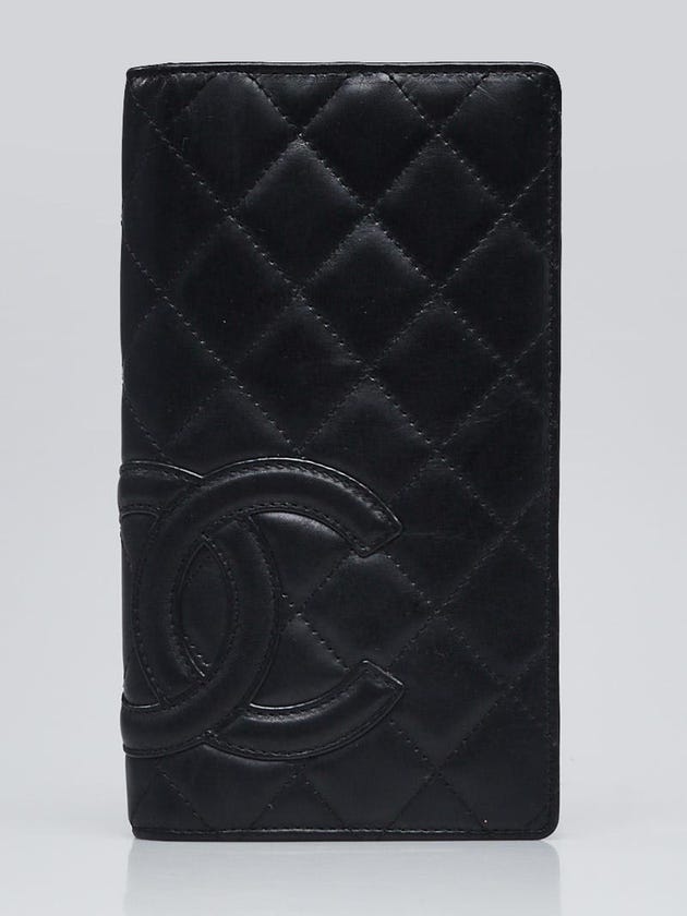 Chanel Black Quilted Leather Cambon Ligne L Yen Wallet