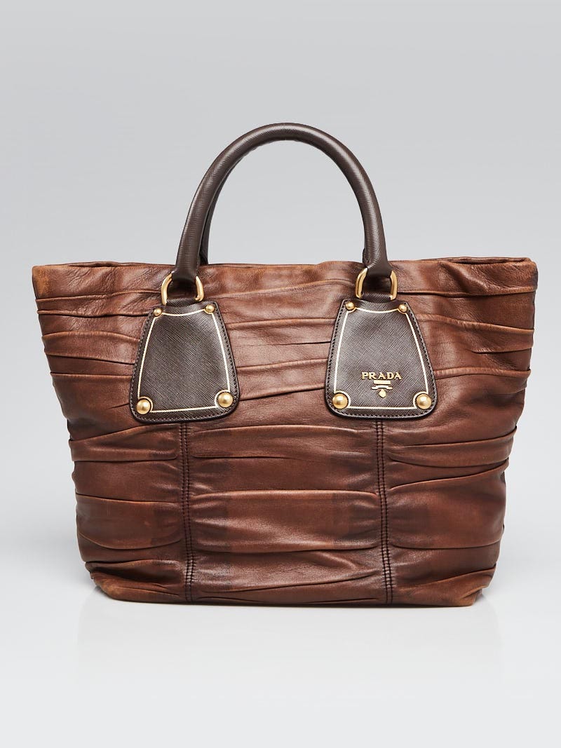 Prada Noce Ruched Nappa Gauffre Tote Bag BN1244